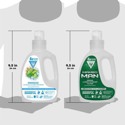Energize and Mambo Man - 2 Pack Bundle Liquid Laundry Detergent, 5x Ultra Concentrated, Tough Stains Remover, Long Lasting Scent (80 Fl Oz)