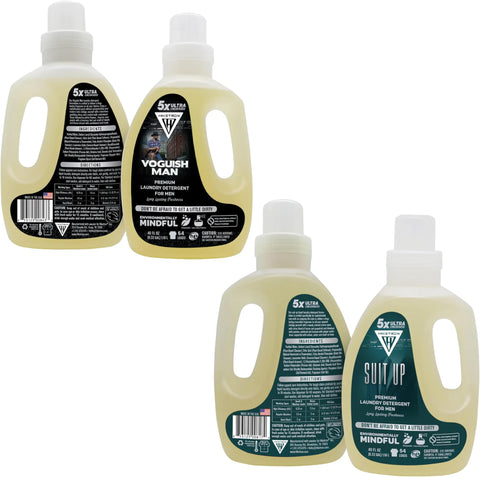 Voguish Man and Suit Up - 2 Pack Bundle Liquid Laundry Detergent, 5x Ultra Concentrated, Tough Stains Remover, Long Lasting Scent (80 Fl Oz)
