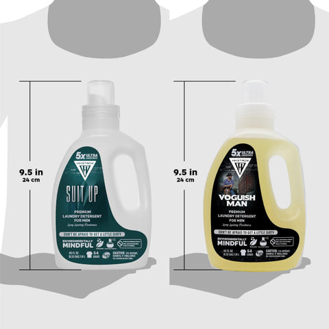 Voguish Man and Suit Up - 2 Pack Bundle Liquid Laundry Detergent, 5x Ultra Concentrated, Tough Stains Remover, Long Lasting Scent (80 Fl Oz)