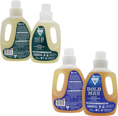 Suit Up and Bold Man - 2 Pack Bundle Liquid Laundry Detergent, 5x Ultra Concentrated, Tough Stains Remover, Long Lasting Scent (80 Fl Oz)