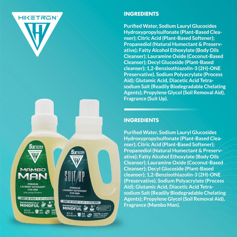 Mambo Man and Suit Up - 2 Pack Bundle Liquid Laundry Detergent, 5x Ultra Concentrated, Tough Stains Remover, Long Lasting Scent (80 Fl Oz)