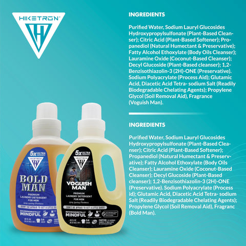 Voguish Man and Bold Man - 2 Pack Bundle Liquid Laundry Detergent, 5x Ultra Concentrated, Tough Stains Remover, Long Lasting Scent (80 Fl Oz)