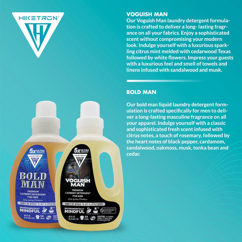Voguish Man and Bold Man - 2 Pack Bundle Liquid Laundry Detergent, 5x Ultra Concentrated, Tough Stains Remover, Long Lasting Scent (80 Fl Oz)