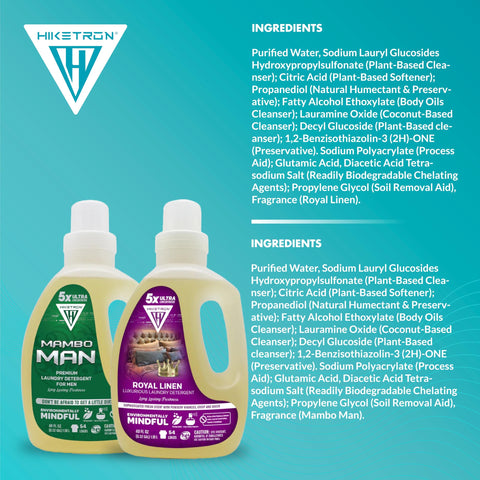 Royal Linen and Mambo Man - 2 Pack Bundle Liquid Laundry Detergent, 5x Ultra Concentrated, Tough Stains Remover, Long Lasting Scent (80 Fl Oz)