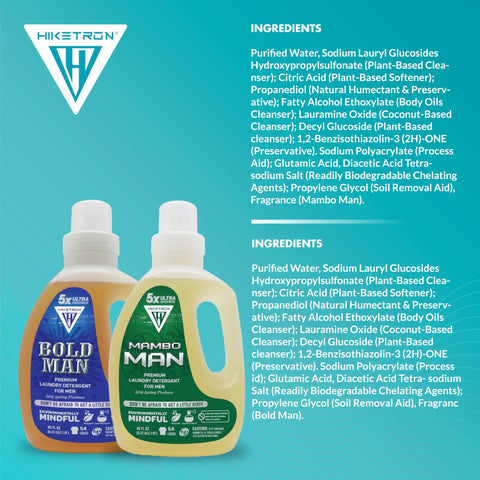 Mambo Man and Bold Man - 2 Pack Bundle Liquid Laundry Detergent, 5x Ultra Concentrated, Tough Stains Remover, Long Lasting Scent (80 Fl Oz)