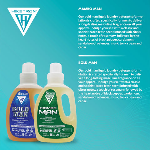 Mambo Man and Bold Man - 2 Pack Bundle Liquid Laundry Detergent, 5x Ultra Concentrated, Tough Stains Remover, Long Lasting Scent (80 Fl Oz)