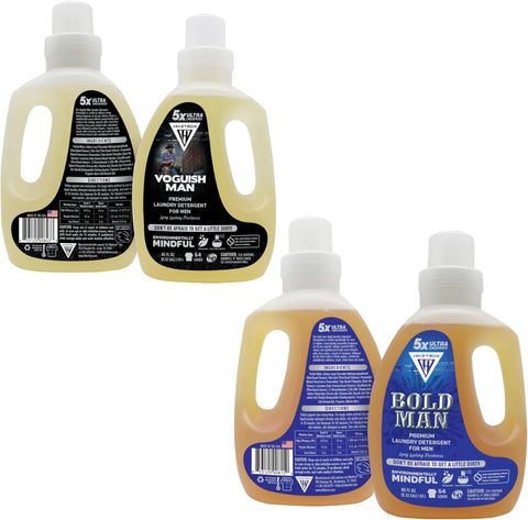 Voguish Man and Bold Man - 2 Pack Bundle Liquid Laundry Detergent, 5x Ultra Concentrated, Tough Stains Remover, Long Lasting Scent (80 Fl Oz)