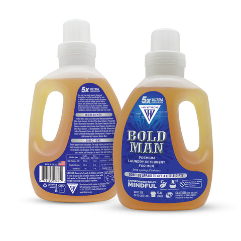 Hiketron Bold Man Masculine Scented Long Lasting Liquid Laundry Detergent - Front and Back side