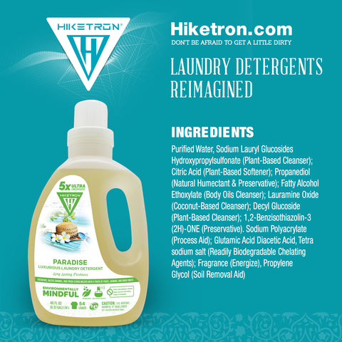 Hiketron 5X Ultra Concentrated | Long Lasting Scented Liquid Laundry Detergent | Removes Tough Stains | Machine Friendly | Paradise