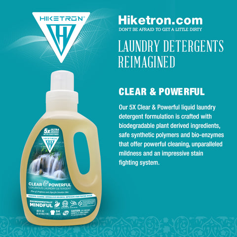 Hiketron 5X Ultra Concentrated | Scent Free Liquid Laundry Detergent | Removes Tough Stains | Machine Friendly | Natural Enzymes | Clear & Powerful