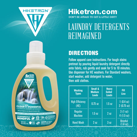 Hiketron Clear & Powerful Scent Free Liquid Laundry Detergent - Directions to use