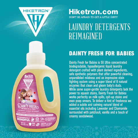 Hiketron 5X Ultra Concentrated | Scent Free Liquid Laundry Detergent | Removes Tough Stains | Machine Friendly | Natural Enzymes | Dainty Fresh for Babies