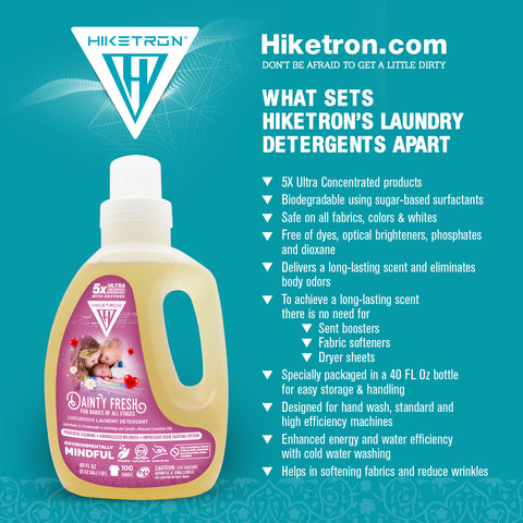Hiketron 5X Ultra Concentrated | Scent Free Liquid Laundry Detergent | Removes Tough Stains | Machine Friendly | Natural Enzymes | Dainty Fresh for Babies
