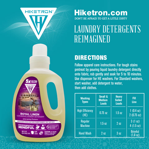 Hiketron 5X Ultra Concentrated | Long Lasting Scented Liquid Laundry Detergent | Removes Tough Stains | Machine Friendly | Royal Linen