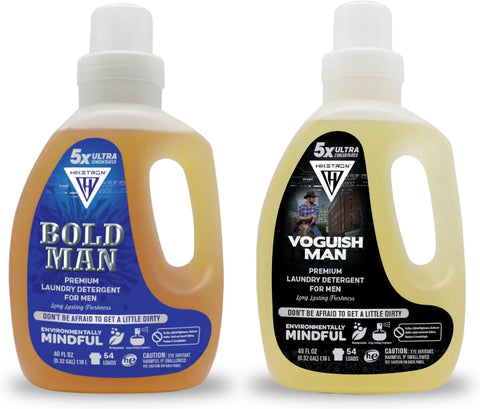 Voguish Man and Bold Man - 2 Pack Bundle Liquid Laundry Detergent, 5x Ultra Concentrated, Tough Stains Remover, Long Lasting Scent (80 Fl Oz)