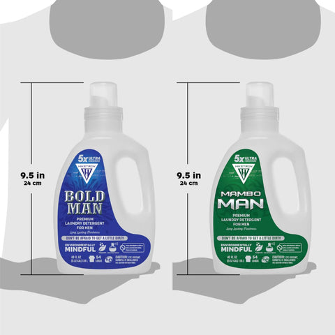 Mambo Man and Bold Man - 2 Pack Bundle Liquid Laundry Detergent, 5x Ultra Concentrated, Tough Stains Remover, Long Lasting Scent (80 Fl Oz)