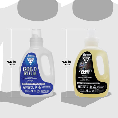 Voguish Man and Bold Man - 2 Pack Bundle Liquid Laundry Detergent, 5x Ultra Concentrated, Tough Stains Remover, Long Lasting Scent (80 Fl Oz)