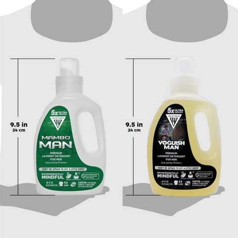 Mambo Man and Voguish Man - 2 Pack Bundle Liquid Laundry Detergent, 5x Ultra Concentrated, Tough Stains Remover, Long Lasting Scent (80 Fl Oz)
