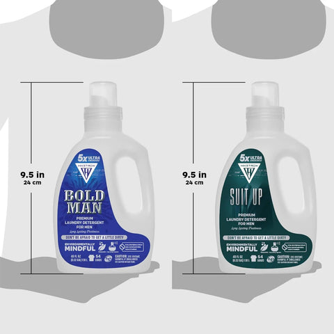 Suit Up and Bold Man - 2 Pack Bundle Liquid Laundry Detergent, 5x Ultra Concentrated, Tough Stains Remover, Long Lasting Scent (80 Fl Oz)