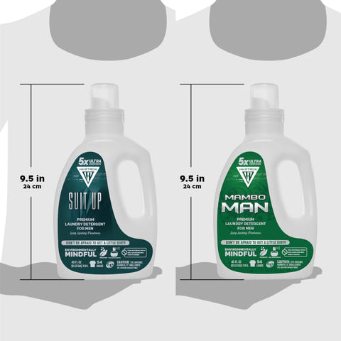 Mambo Man and Suit Up - 2 Pack Bundle Liquid Laundry Detergent, 5x Ultra Concentrated, Tough Stains Remover, Long Lasting Scent (80 Fl Oz)