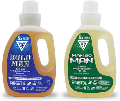 Mambo Man and Bold Man - 2 Pack Bundle Liquid Laundry Detergent, 5x Ultra Concentrated, Tough Stains Remover, Long Lasting Scent (80 Fl Oz)