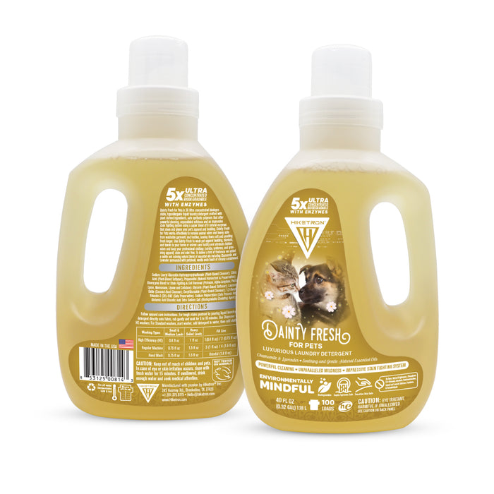 Hiketron 5X Ultra Concentrated | Scent Free Liquid Laundry Detergent | Removes Tough Stains | Machine Friendly | Natural Enzymes | Dainty Fresh for Pets