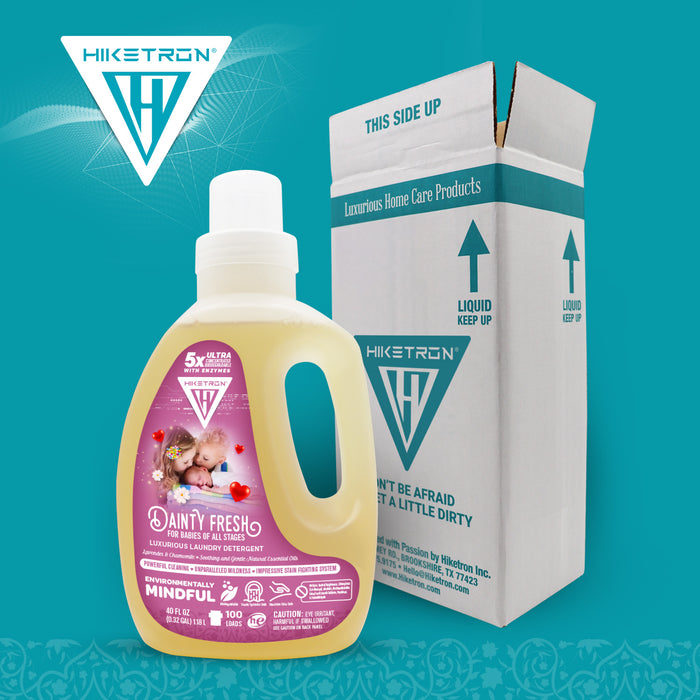 Hiketron 5X Ultra Concentrated | Scent Free Liquid Laundry Detergent | Removes Tough Stains | Machine Friendly | Natural Enzymes | Dainty Fresh for Babies
