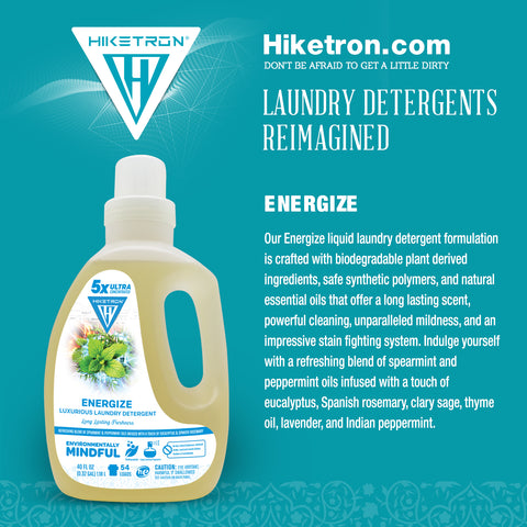 Hiketron 5X Ultra Concentrated | Long Lasting Scented Liquid Laundry Detergent | Removes Tough Stains | Machine Friendly | Energize