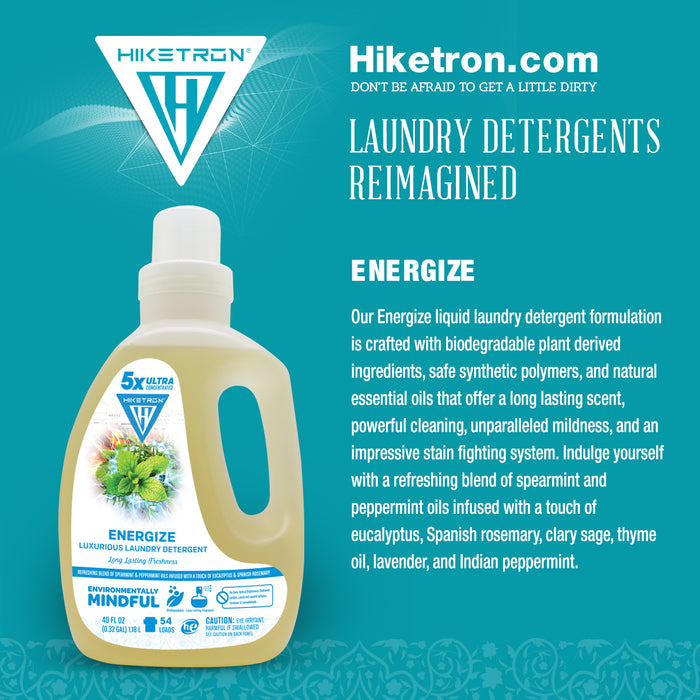 Hiketron 5X Ultra Concentrated | Long Lasting Scented Liquid Laundry Detergent | Removes Tough Stains | Machine Friendly | Energize