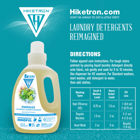 Hiketron Energize Long Lasting Scented Liquid Laundry Detergent - Directions to use
