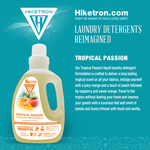 Hiketron 5X Ultra Concentrated | Long Lasting Scented Liquid Laundry Detergent | Removes Tough Stains | Machine Friendly | Tropical Passion
