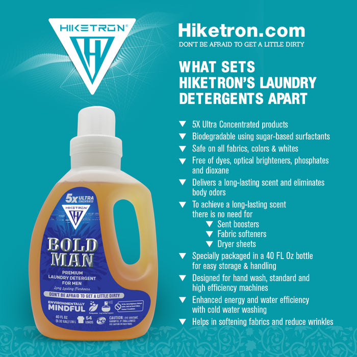 Hiketron 5X Ultra Concentrated | Long Lasting Scented Liquid Laundry Detergent | Removes Tough Stains | Machine Friendly | Bold Man