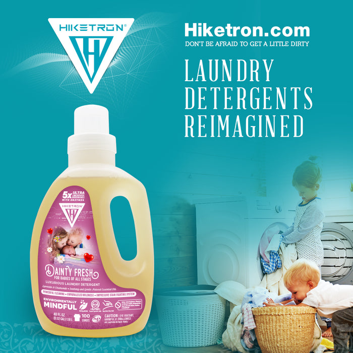 Hiketron 5X Ultra Concentrated | Scent Free Liquid Laundry Detergent | Removes Tough Stains | Machine Friendly | Natural Enzymes | Dainty Fresh for Babies