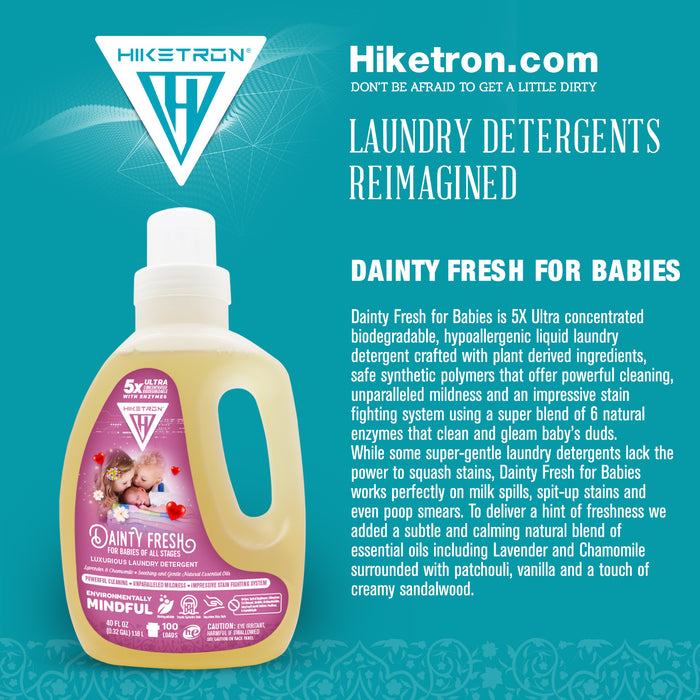 Hiketron 5X Ultra Concentrated | Scent Free Liquid Laundry Detergent | Removes Tough Stains | Machine Friendly | Natural Enzymes | Dainty Fresh for Babies