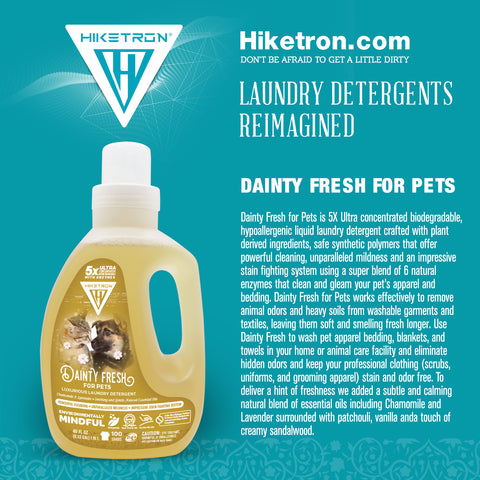 Hiketron 5X Ultra Concentrated | Scent Free Liquid Laundry Detergent | Removes Tough Stains | Machine Friendly | Natural Enzymes | Dainty Fresh for Pets