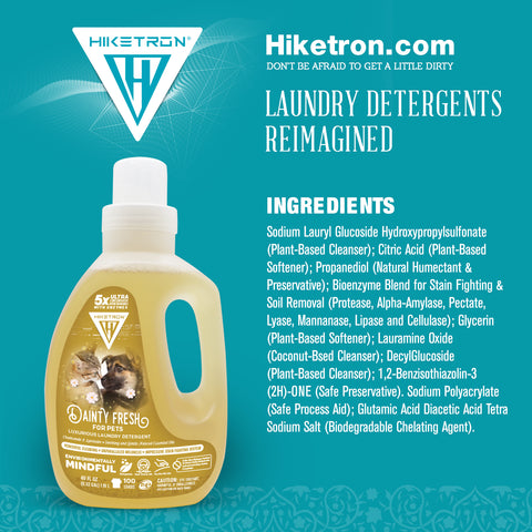 Hiketron 5X Ultra Concentrated | Scent Free Liquid Laundry Detergent | Removes Tough Stains | Machine Friendly | Natural Enzymes | Dainty Fresh for Pets