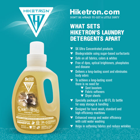 Hiketron 5X Ultra Concentrated | Liquid Laundry Detergent | Removes Tough Stains | Machine Friendly | Natural Enzymes | Dainty Fresh for Pets