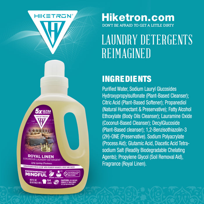 Hiketron 5X Ultra Concentrated | Long Lasting Scented Liquid Laundry Detergent | Removes Tough Stains | Machine Friendly | Royal Linen